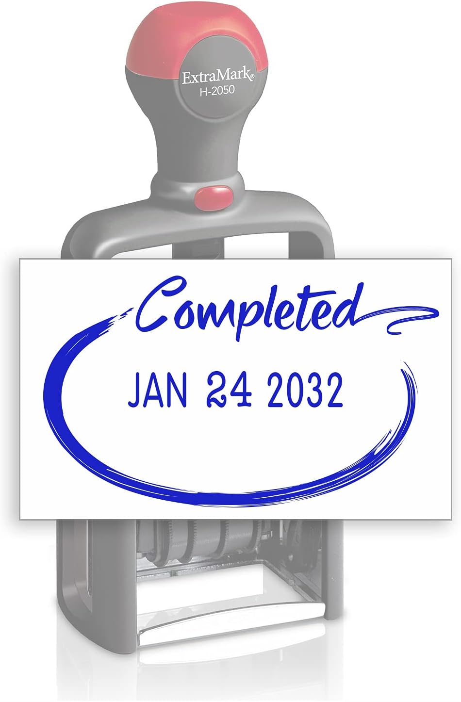 Heavy Duty Style Office Date Stamp with Completed - Self Inking Dater - Style C - Blue Ink Color