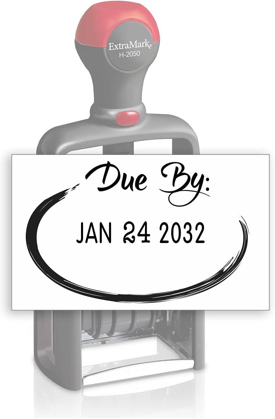 Heavy Duty Style Office Date Stamp with Due by: - Self Inking Dater - Style C - Black Ink Color