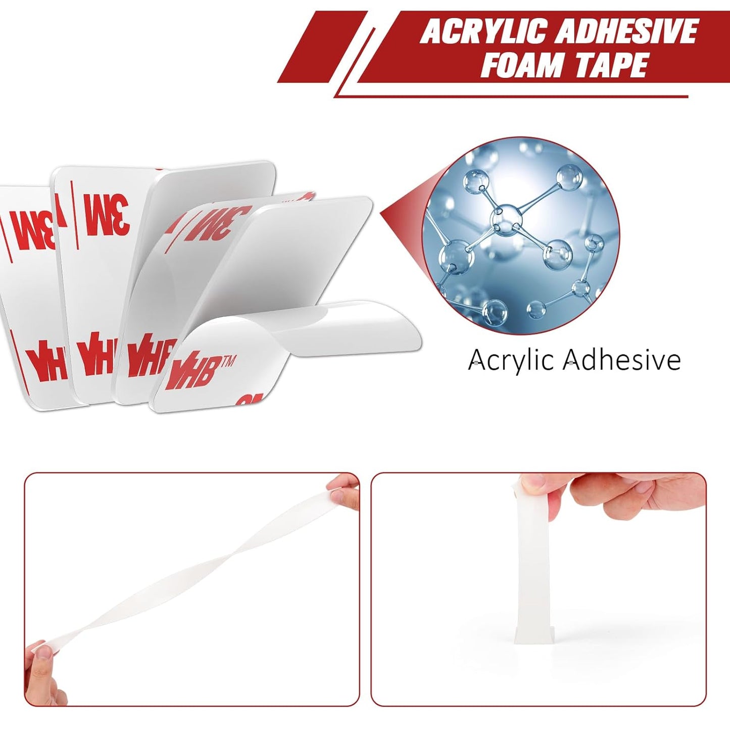 3M Double Sided Adhesive Dots Heavy Duty VHB 1" Diameter 0.025in Thick 40 PCS Round White 4930 Strong Adhesive Mounting Waterproof Foam Tape for Car Home Office Decor