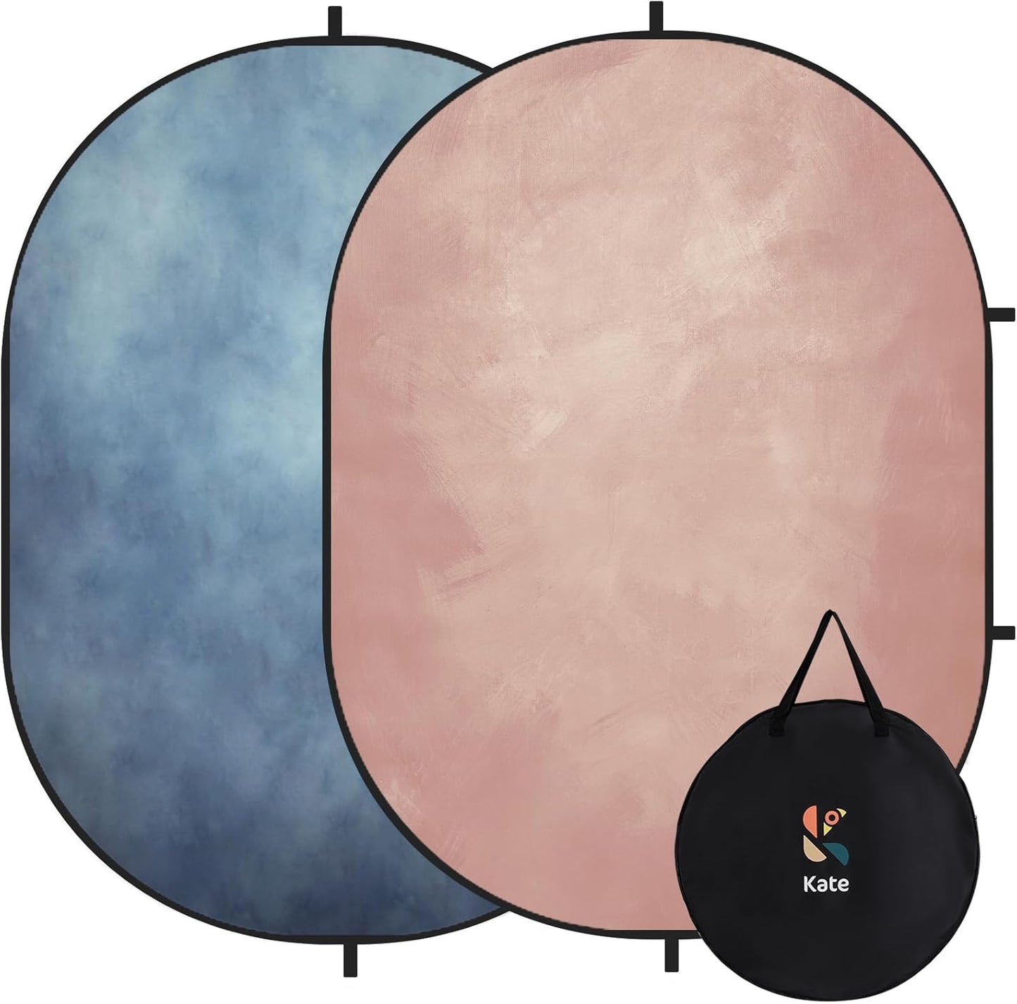 Kate Collapsible Backdrop Pop up Photo Backdrops Foldable Background Portable for Headshot,Portrait Photography,Video,5x6.5ft,Pink/Blue