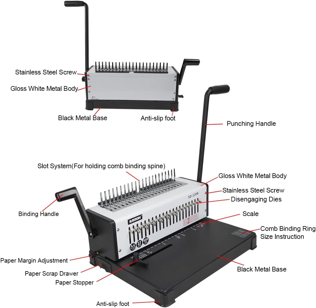 Comb Binding Machine Rayson Rayson SD-220B Binding Machine, 21 Holes Comb Binding Machine, Max. Pu ...