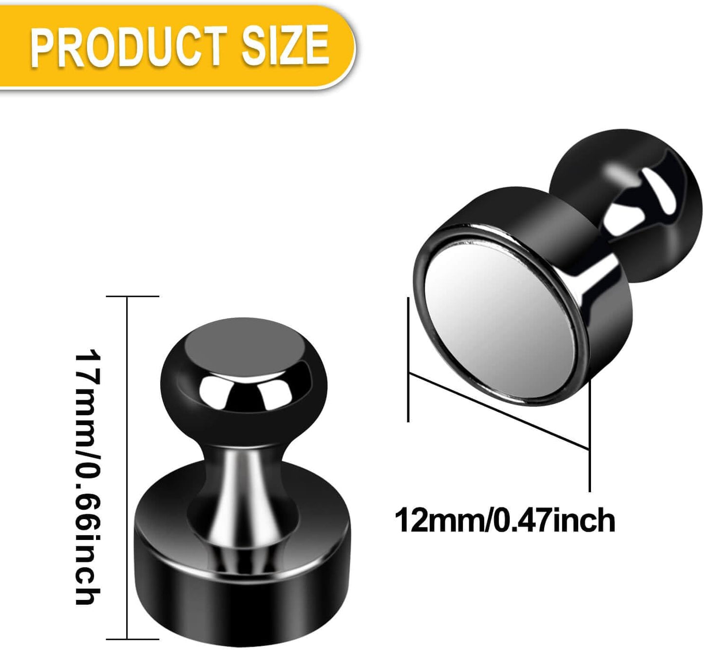 Black Strong Fridge Magnets, Small Refrigerator Magnets, Push Pin Magnet s for Whiteboard, Decorative Whiteboard Magnets for Classroom, Kitchen Accessories, Dry Erase and Map