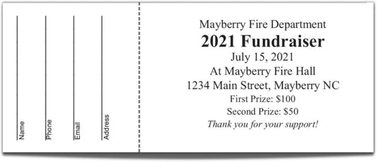 250 Custom Raffle Tickets - Fundraiser, Raffles, 50/50, Auction, Giveaways, Contest Tickets with Tear-Away Stubs - 2.125" x 5.5"