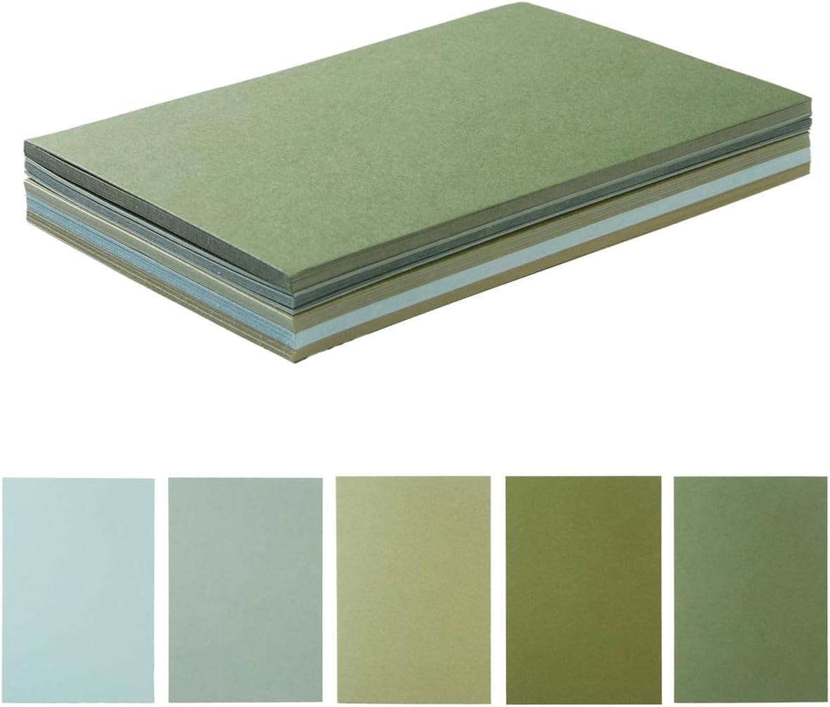50 Sheets Colored Cardstock Paper 5 Colors, 250 GSM Heavy Card Stock for DIY Art Projects, Cards (Green, 5x7)
