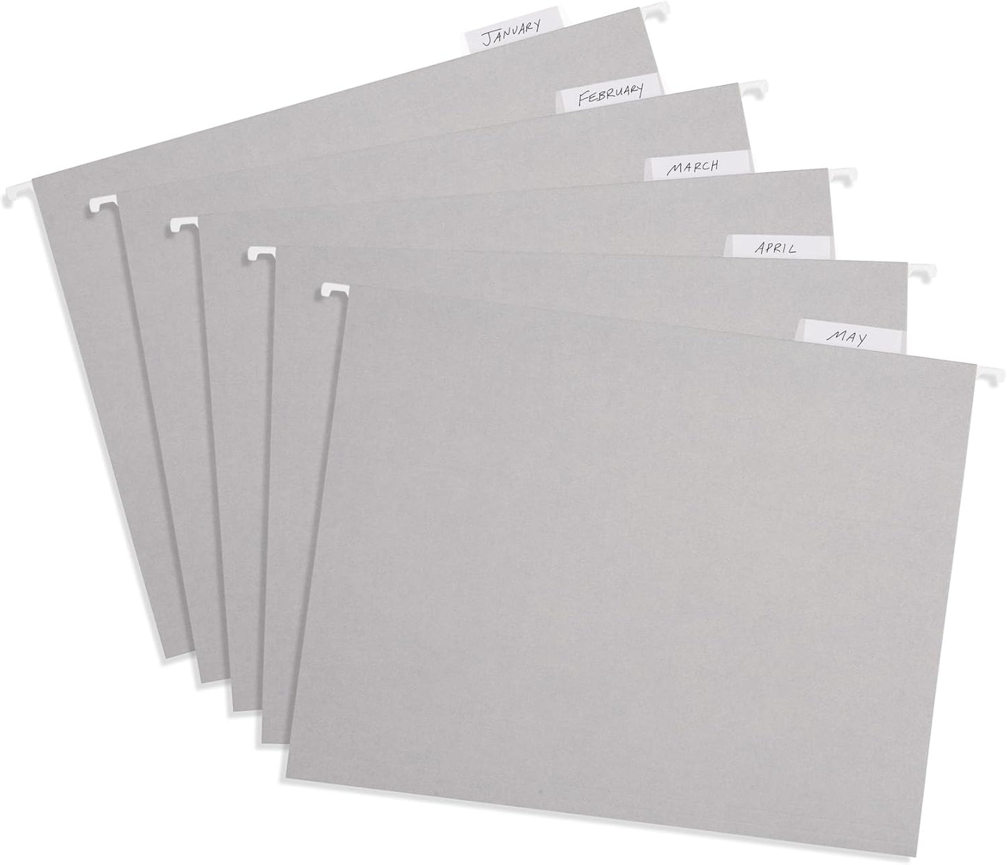 25 Blue Summit Supplies Grey Hanging File Folders Letter Size - Durable 11pt Paper, Hanging File Folders Gray, Plastic Tabs and Inserts Included, Perfect for Office Organization