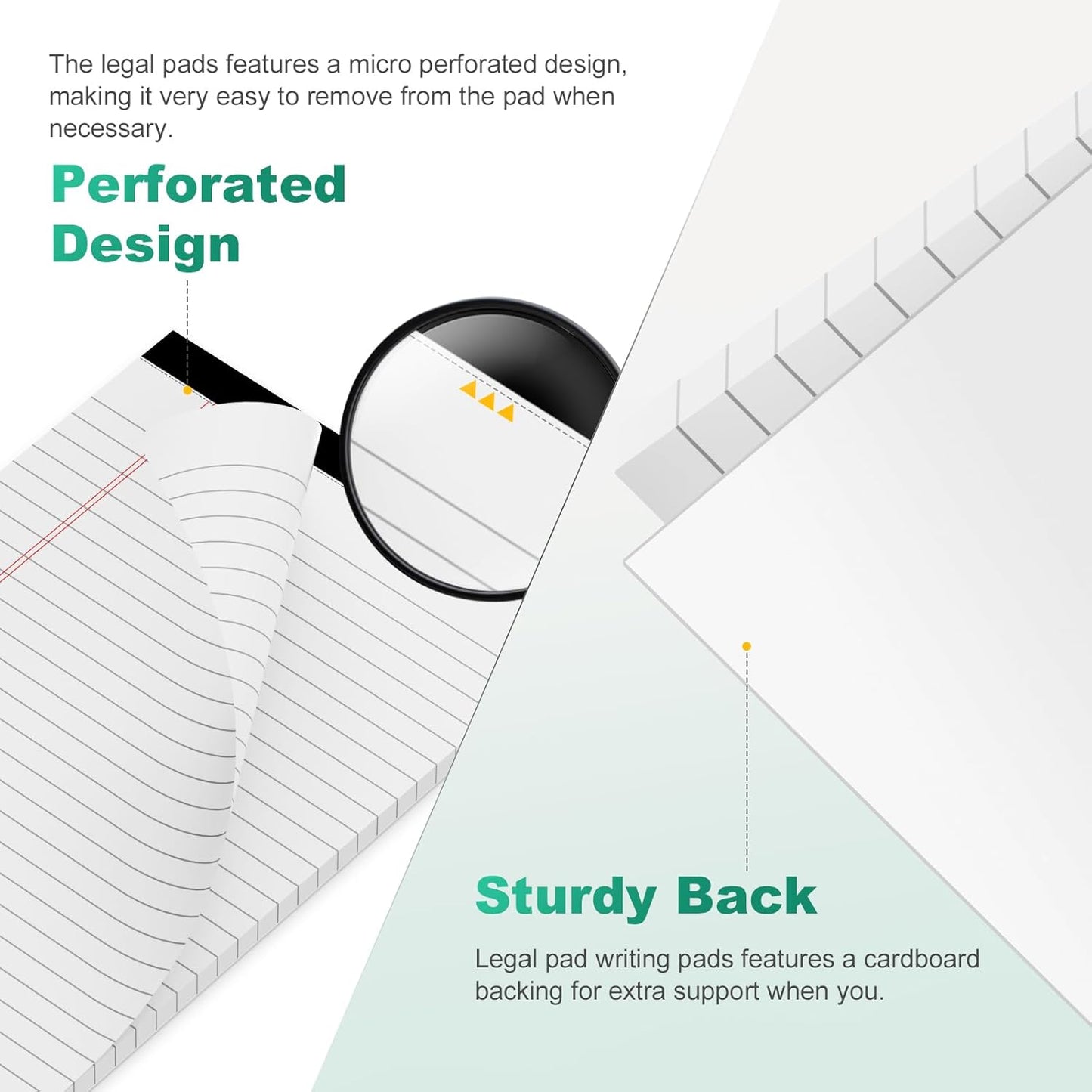 10 Pack White Legal Pads 5x8 Small Note Pads, Writing Pads for Work, College Ruled Perforated Memo Pad, Desk Notepad with Study Backboard, 30 Sheets Per Pad, 5x8 Legal Pad for Office/School/Home