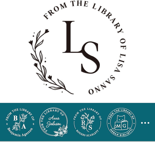 Book Embosser Personalized Monogram A-Z Series – 20 Initial Designs, Custom Book Embosser Gift for Teachers, Librarians, Couples