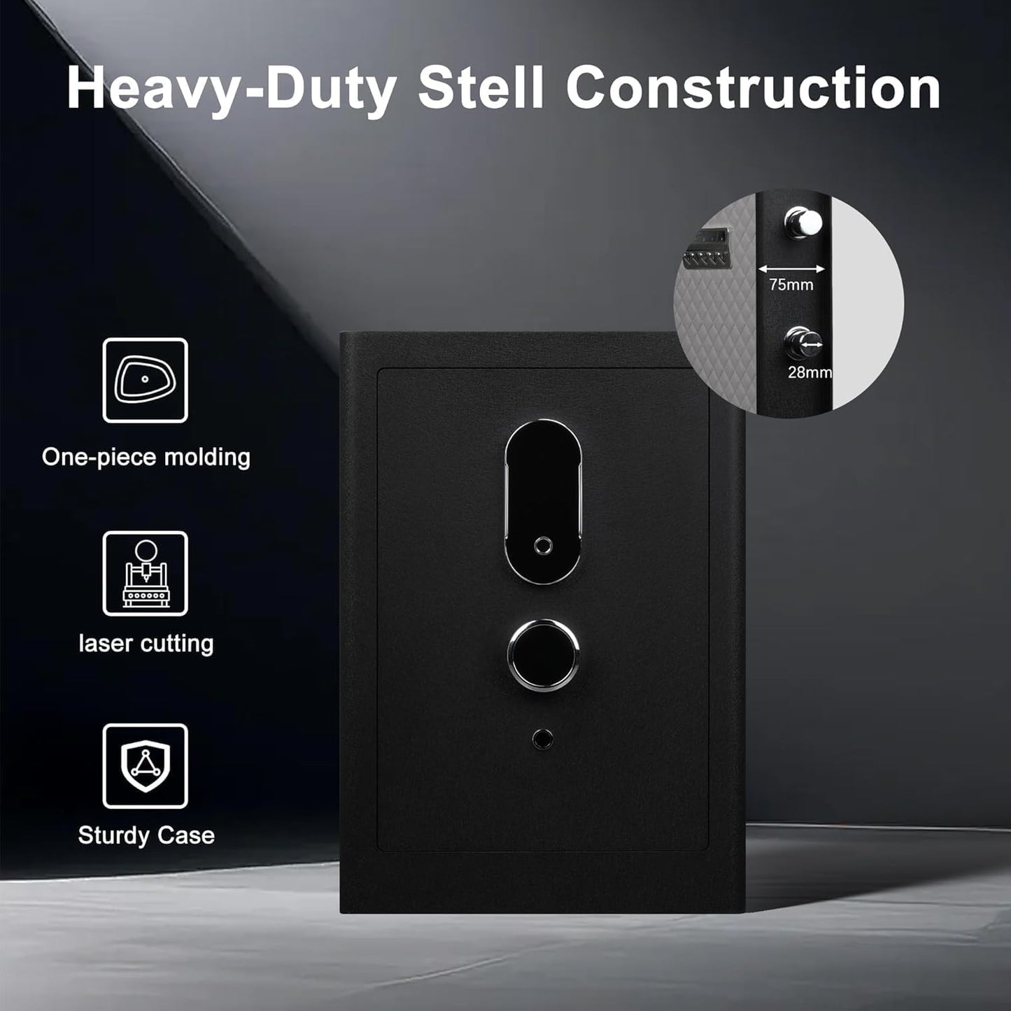 4.0 Cu.Ft Large Fingerprint Safe Box with Fireproof Waterproof Bag, Biometric Home Safe with Lockable Inner Box for Valuables,108 Pounds Heavy Duty Digital Vault with Keys, Removable Shelf, Black