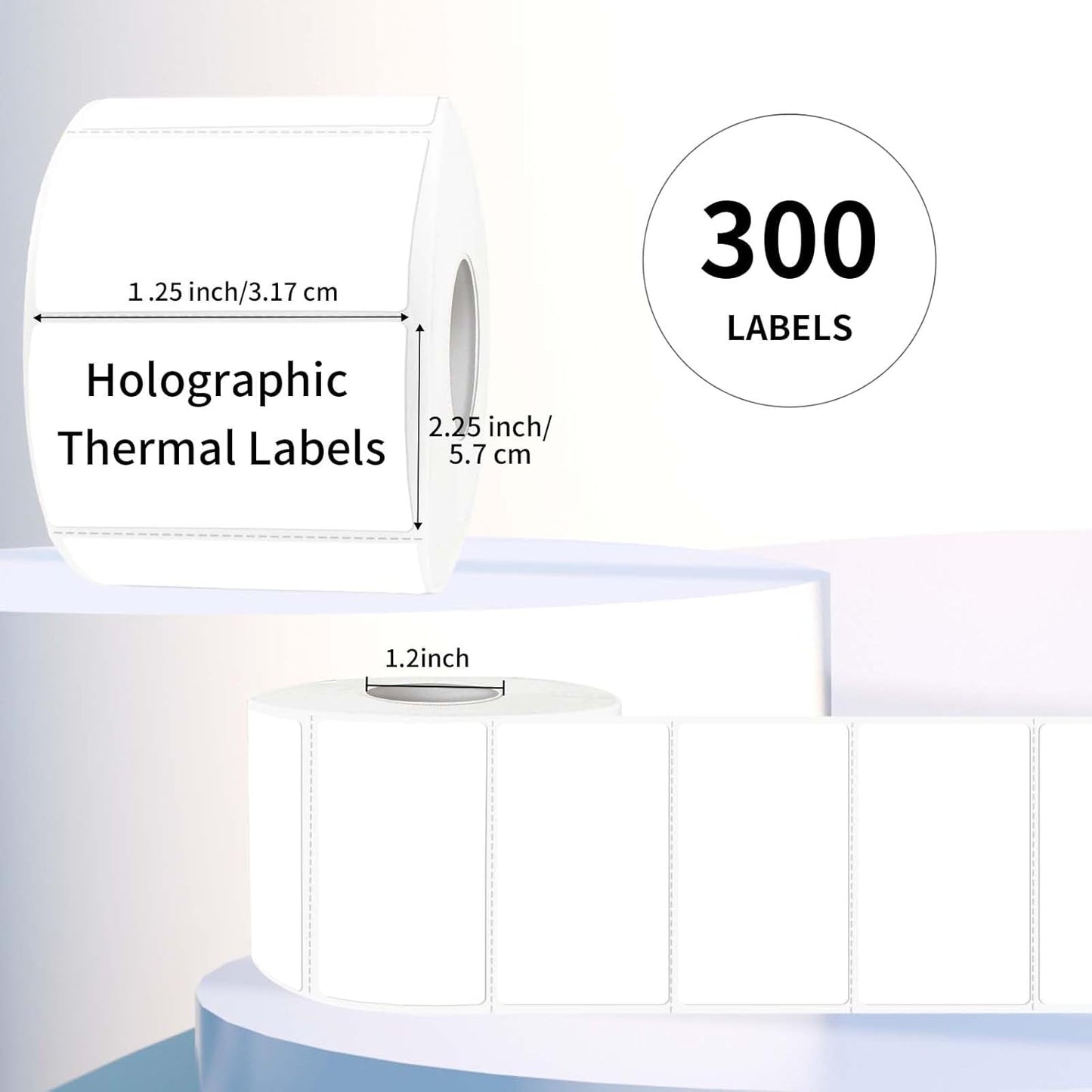 2.25"x1.25" White Thermal Sticker Labels, Self-Adhesive Direct Thermal Printer Barcode Labels Paper, Waterproof/Removable/Perforation Line Design- 300 Sheets
