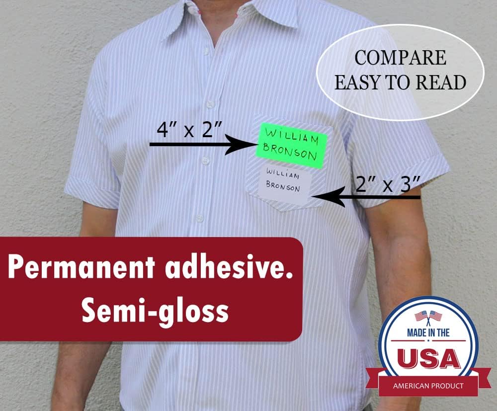 4X2 inch Labels Self Adhesive Rectangle Stickers in Neon Red (100mm x 51mm) - 250 Pack by Royal Green