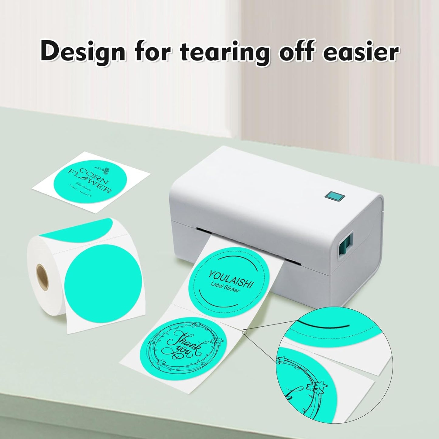 3 X 3 Inch Color Coding Dot Labels Circle Thermal Printable Waterproof 500 Pcs Round Stickers Adhesive Writable for Office, Home, Garage, DIY Sticker, Barcodes, Name Tag, Watercolor Green