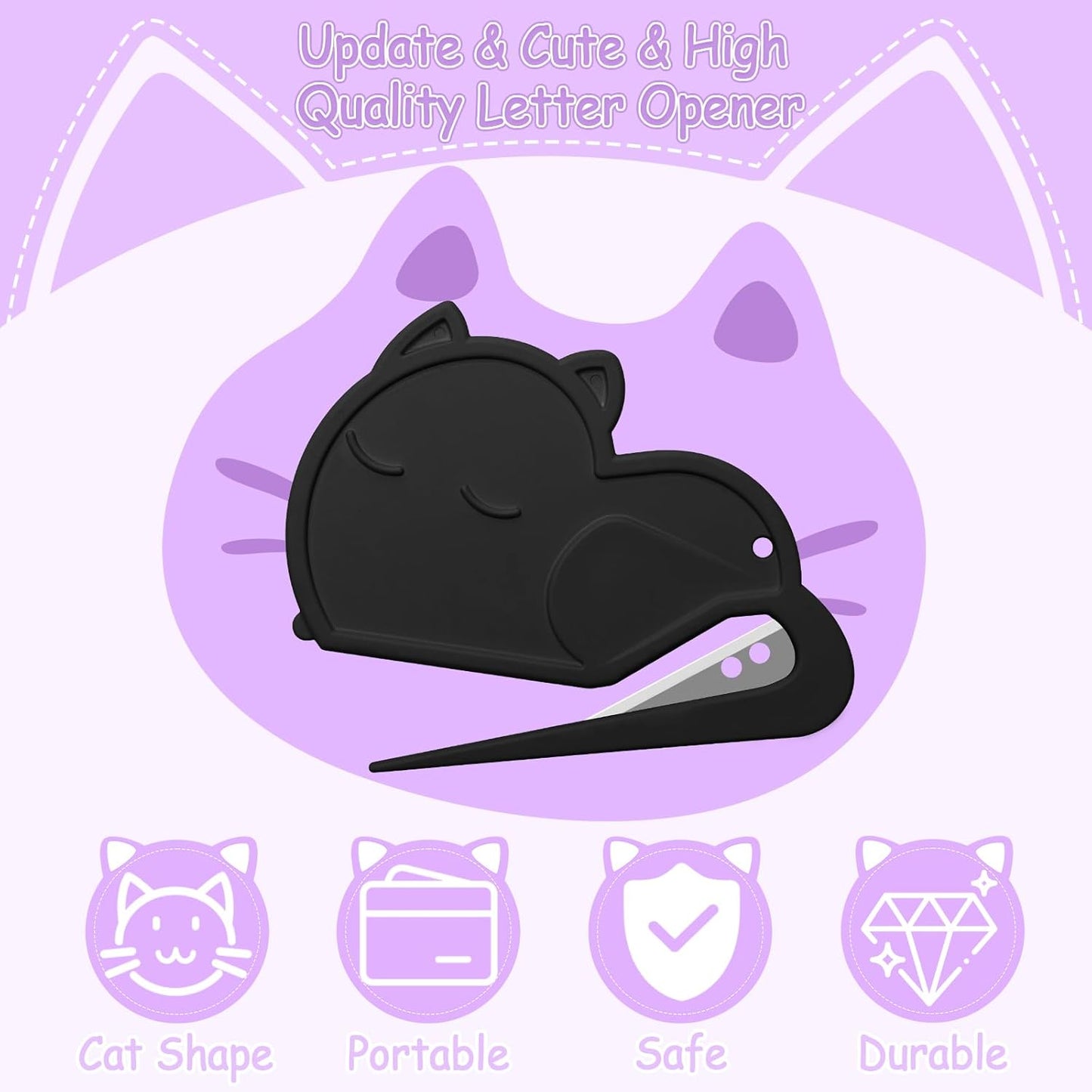 6 Pack Letter Opener Envelope Slitter Cat Shape, Luxiv Envelope Opener Slitter for Women, Men Mail Open Tool Mini Safe Letter Package Open Tool for Office, Home (12)