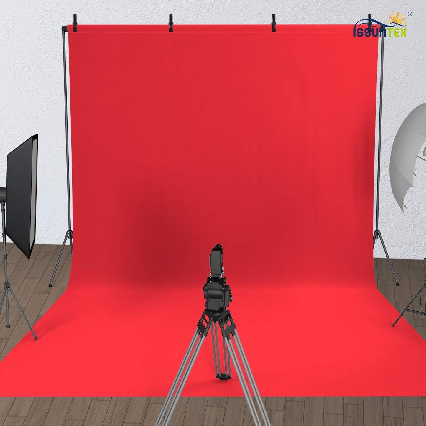 ISSUNTEX 9X15 ft Background Polester Backdrop, Photo Studio, Collapsible High Density Screen for Video Photography and Television-Red