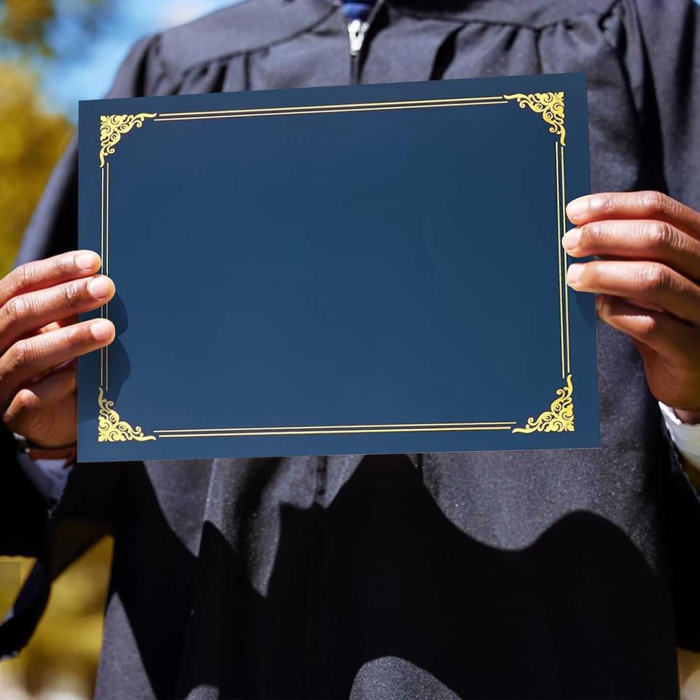 60-Pack Navy Blue Certificate Holders with Gold Foil Border, Diploma Covers for Letter Size 8.5x11 Certificates, Awards, Graduation, and Document Papers,Cardstock