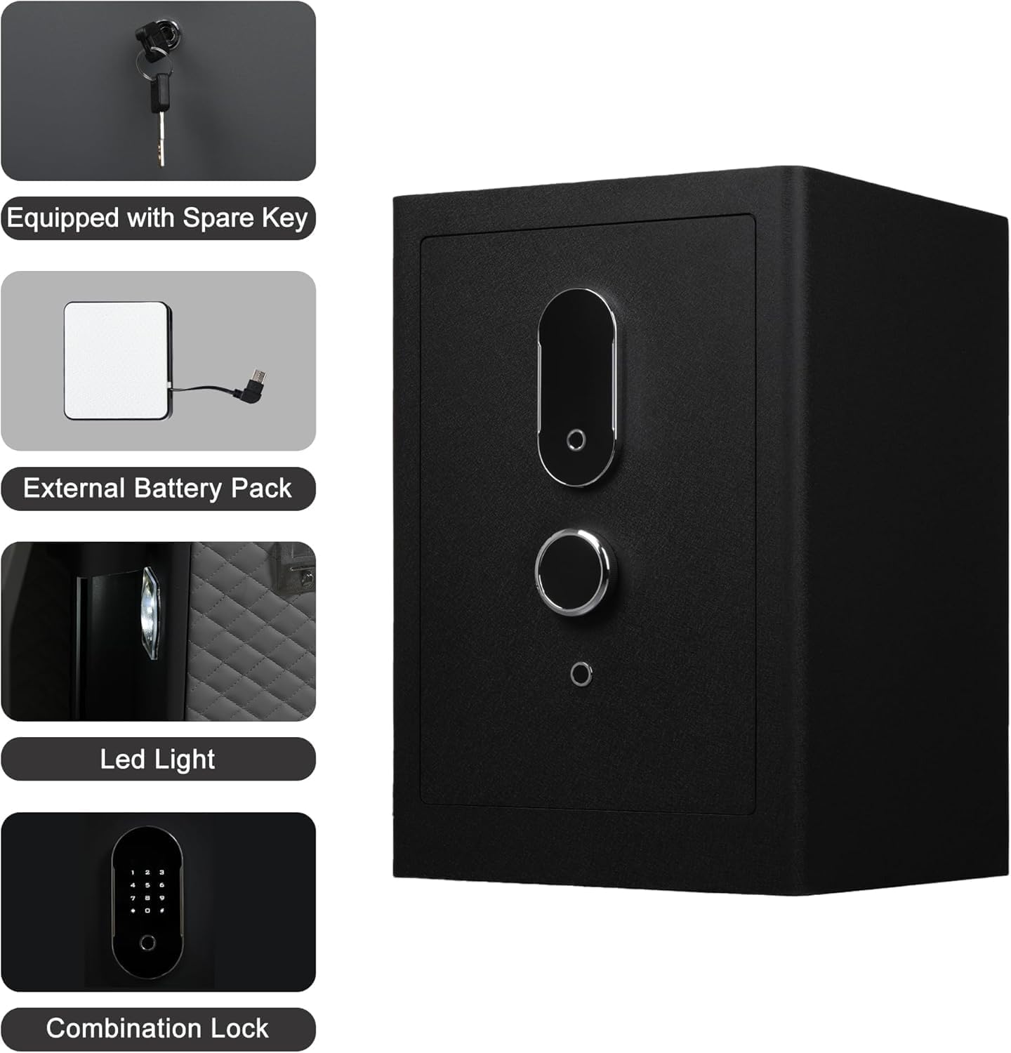 4.0 Cu.Ft Large Fingerprint Safe Box with Fireproof Waterproof Bag, Biometric Home Safe with Lockable Inner Box for Valuables,108 Pounds Heavy Duty Digital Vault with Keys, Removable Shelf, Black