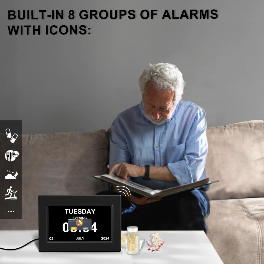 7 inch Digital Network Intelligent Weather Clock with Temperature and Humidity Weather Forecast 8 Group Alarm Clock