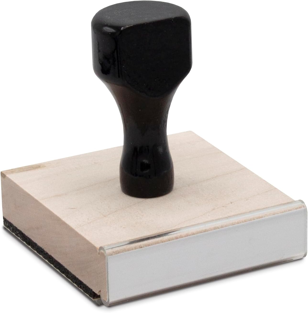 Infusion Custom Text Traditional Wood Stamp with Plastic Handle, 3" x 3"