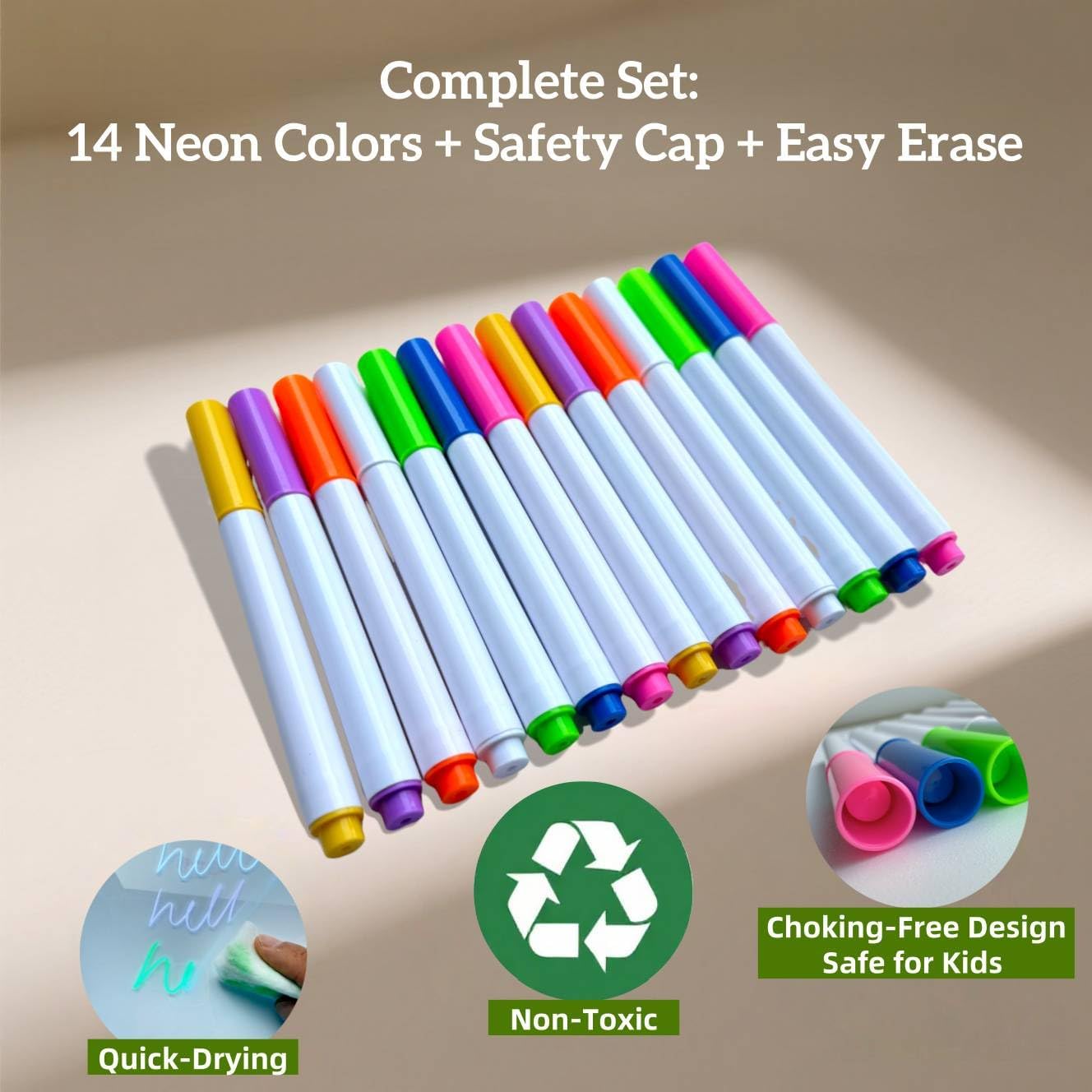 14-Color Markers for LED Note Board with Colors– Compatible with Light-Up Acrylic Message Boards and LED Writing Boards