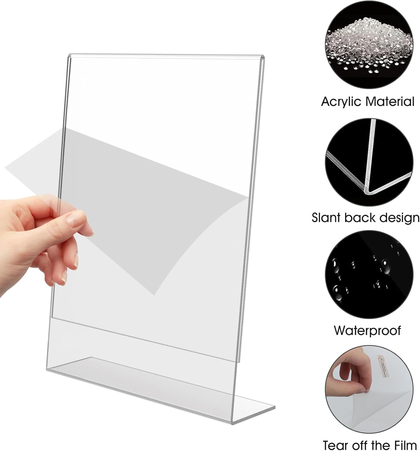 3 Pack Acrylic Sign Stand Holders, 8.5 x 11 Clear Plastic Table Paper Display Stand, Suit for Displaying Posters, Picture, Flyers, Menu