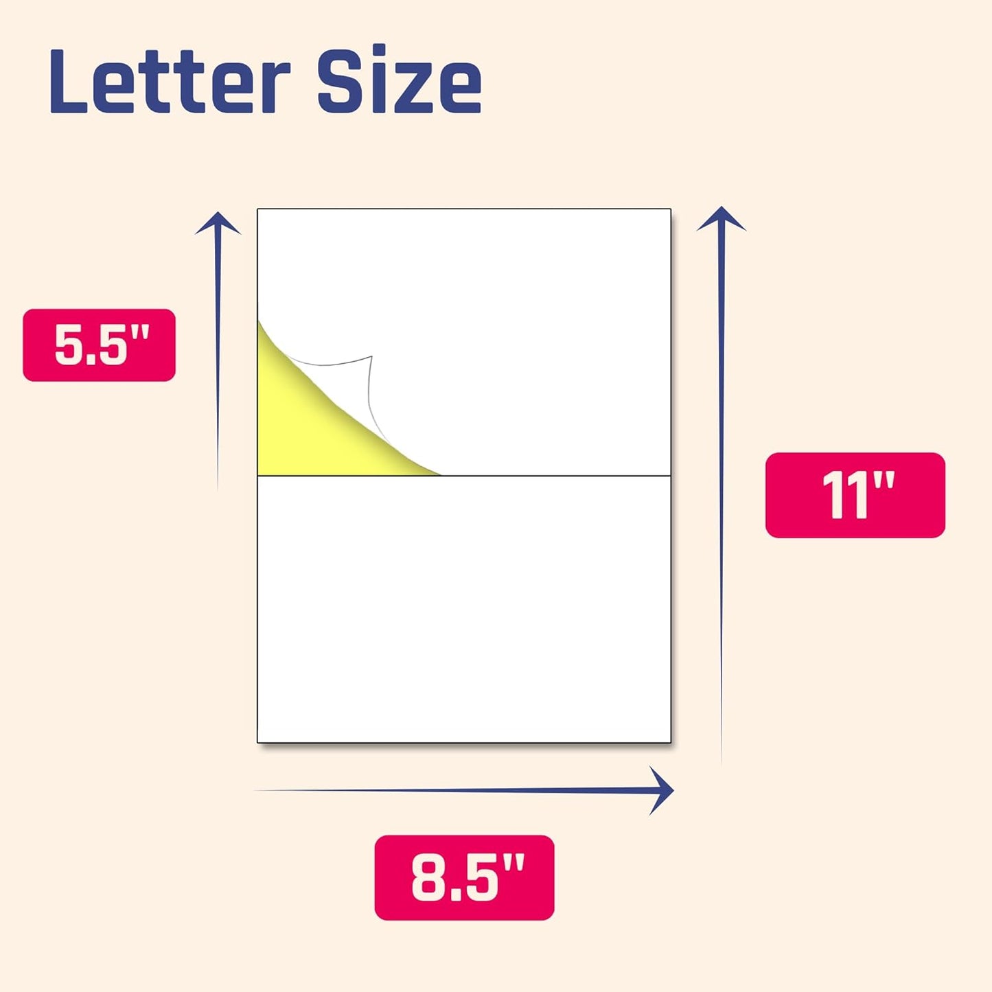 200 Sheets - Half Sheet Shipping Labels, Printable Sticker Paper, for Laser & Inkjet Printers - 2 per Sheet, 400 Pieces