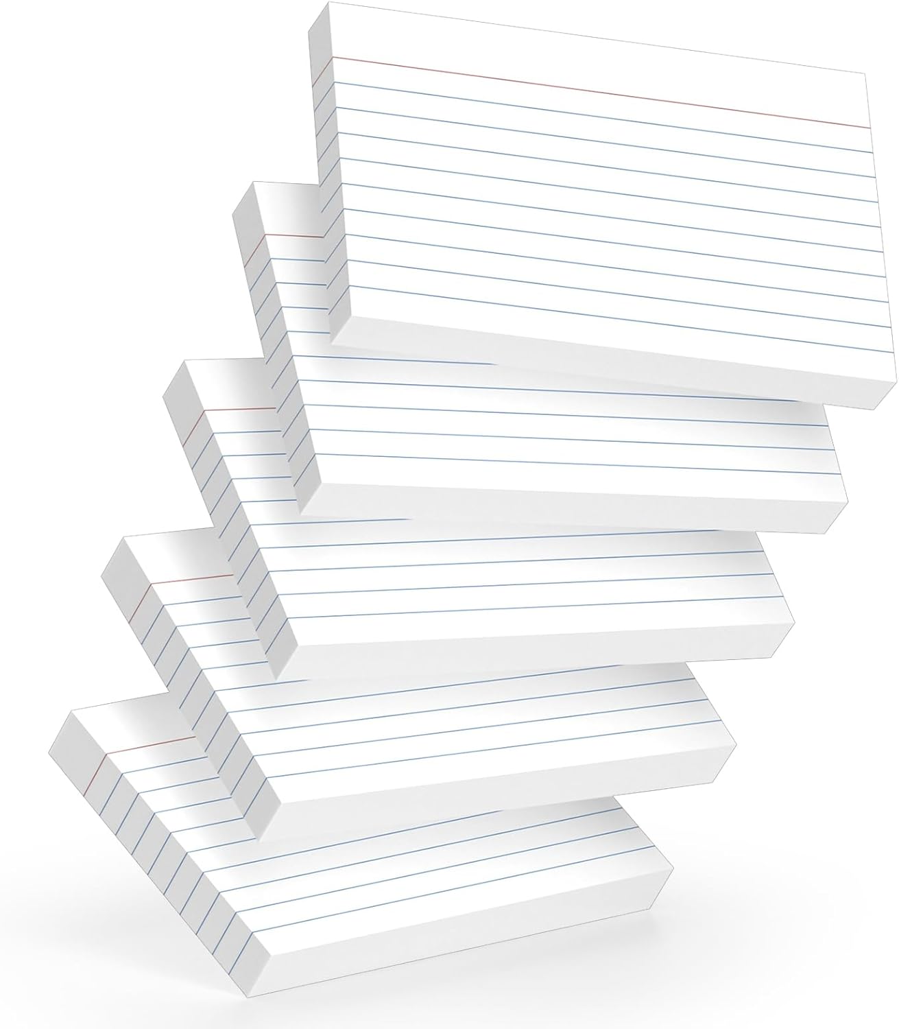 250 Count White Index Cards 3x5 Inch - 180gsm Heavyweight Flash Card (50 Sheets Each), Durable & Portable Note Taking for Students, Teachers, Study Flashcards for Office Home School Supplies