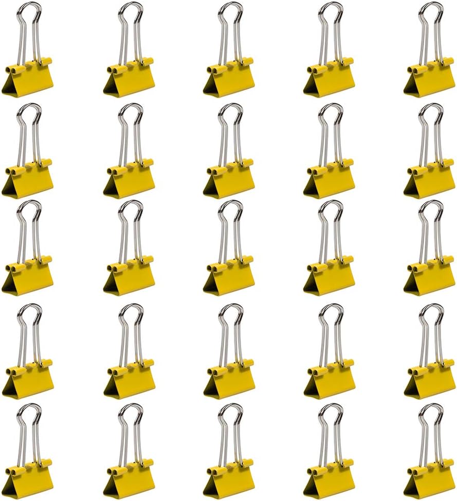 JAM PAPER Colorful Binder Clips - Small - 3/4 Inch (19 mm) - Yellow Binderclips - 25/Pack