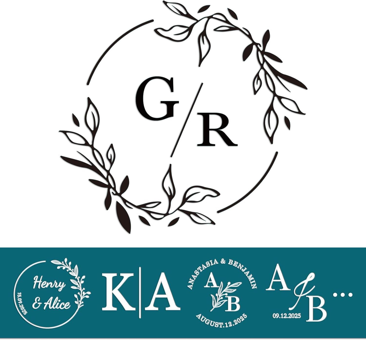 Book Embosser Personalized Wedding Initials Series – 20 Elegant Couple Designs, Custom Book Stamp for Guest Books & Wedding Gifts