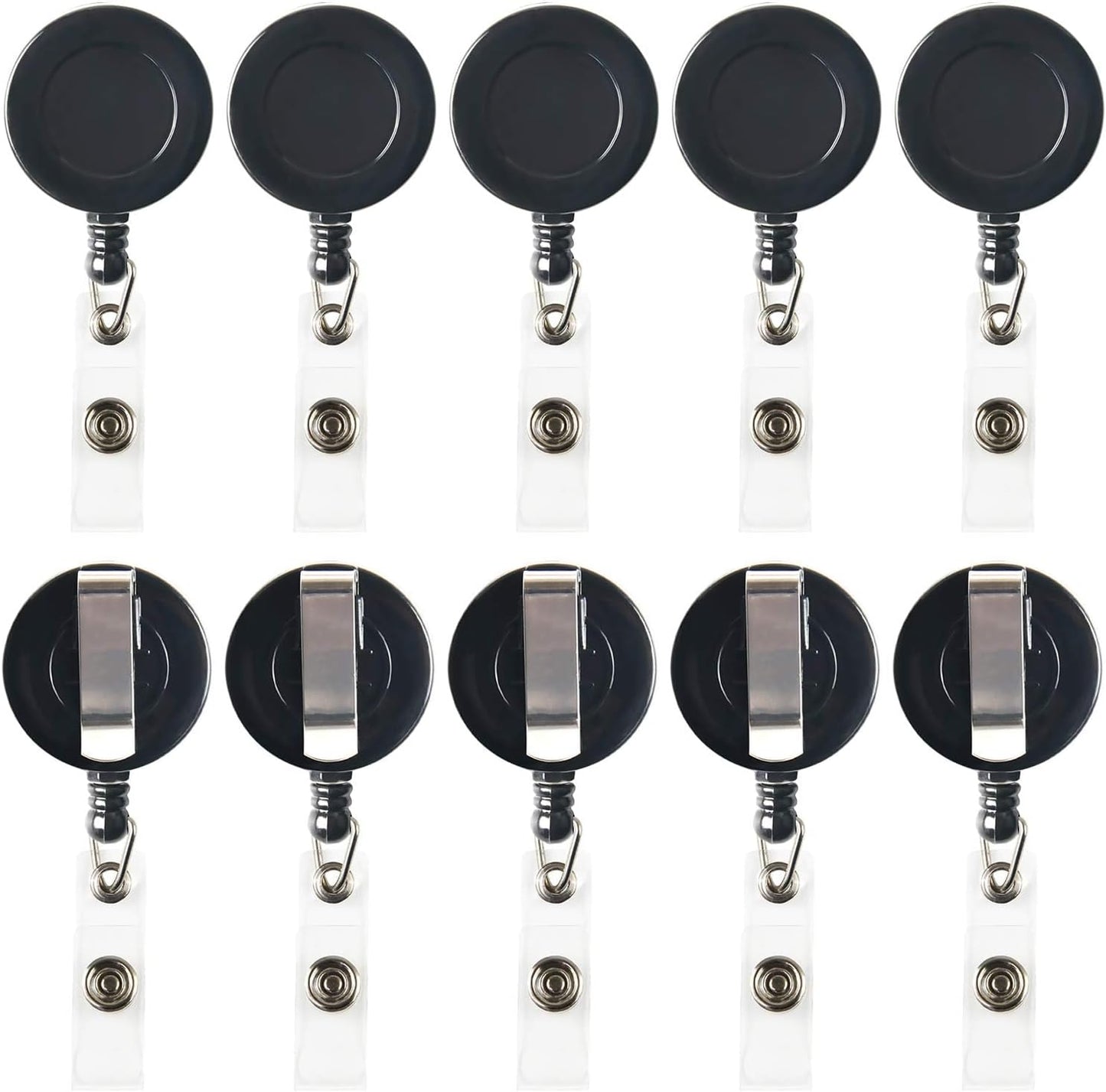 JANYUN 30 Pcs Black Retractable Badge Reels Holders Reels Clip for ID Badge Holders for School Office Supplies