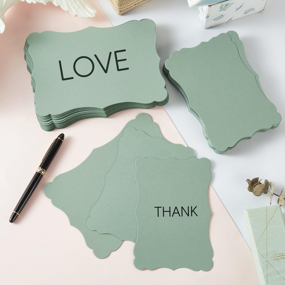 Homtable 50 Pack Sage-Green Blank Cards Cardstock Thick Kraft Paper Greeting Cards for DIY Gift Card Menus, Baby Shower and Wedding Invitations (5x7IN)