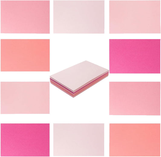 50 Sheets 3x5 Small Colored Cardstock Paper 5 Colors Blank Flash Cards, 250 GSM Heavy Card Stock for DIY Art Projects, Cards (Pink)