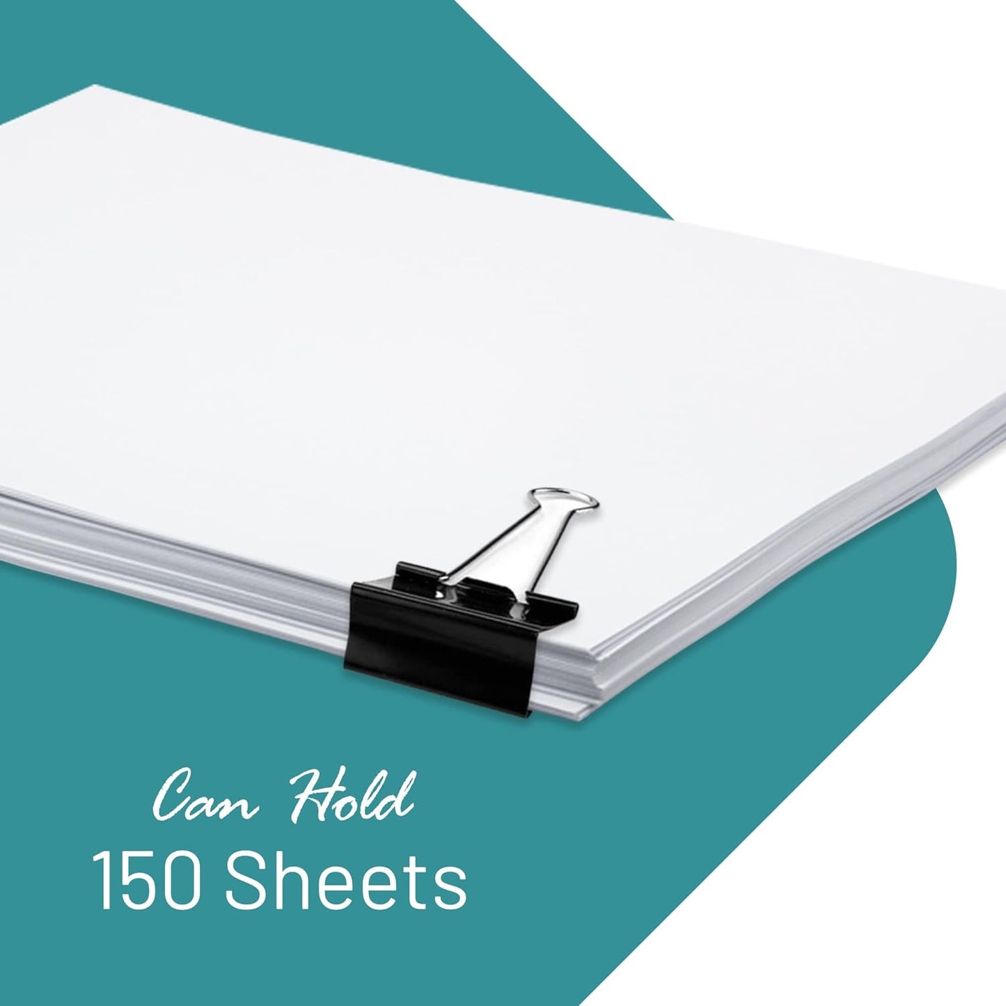 Binder Clips - 48 Medium Binder Clips, 1.25 Inch Black Paper Clamps, File Clip for Home, Office and School Supplies