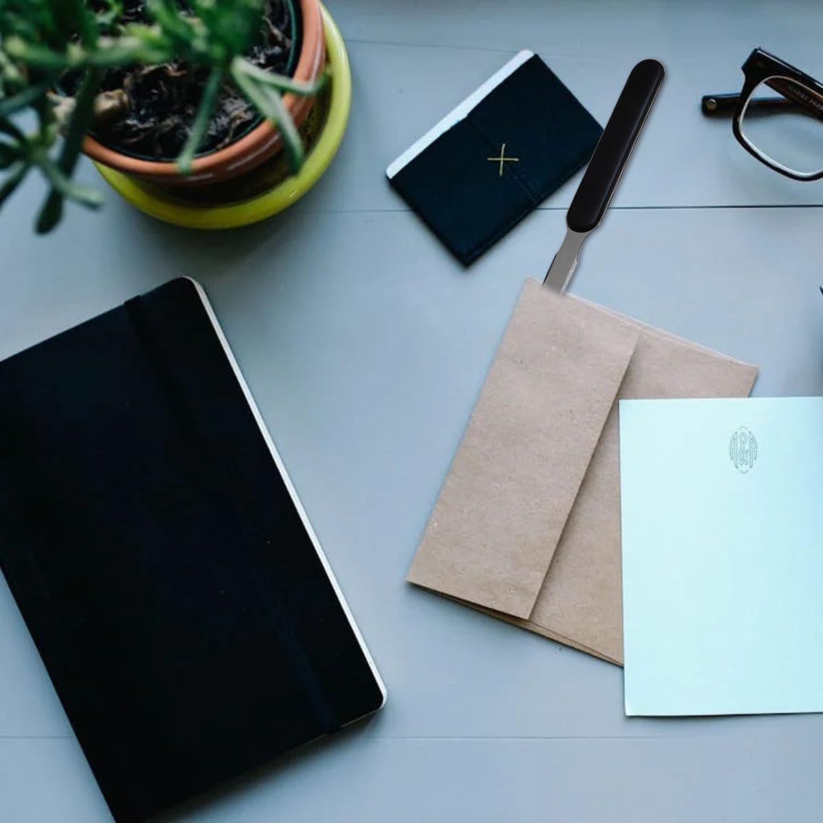 4 Pcs Letter Opener, Stainless Steel Letter Opener Knife, Stainless Steel Hand Envelope Slitter, Stainless Steel Envelope Openers, Lightweight Mail Slitters Letter Knives, Office Letter Opener