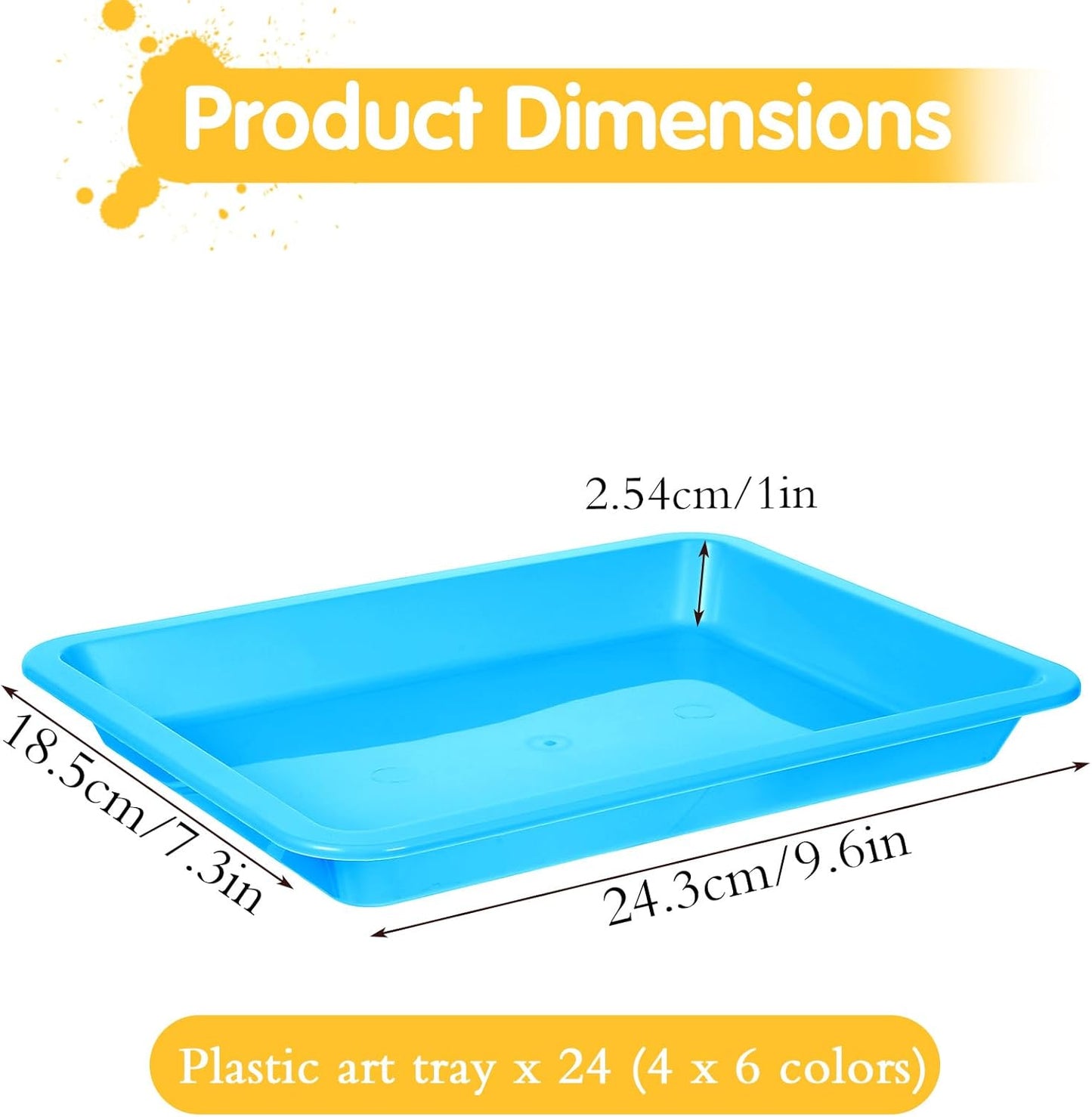 24Pcs Plastic Art Trays for Classroom Activity Craft Sand Trays Flat Storage Tray Serving Organizer Tray Stackable Bins for Painting Beads Office School DIY Projects 9.6 x 7.3 Inches