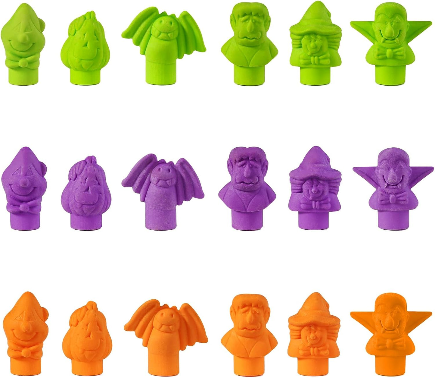 18 Pcs Pencil Cap Erasers, Assorted Tri Color Eraser Toppers for Homework, Drawing Desk Organization