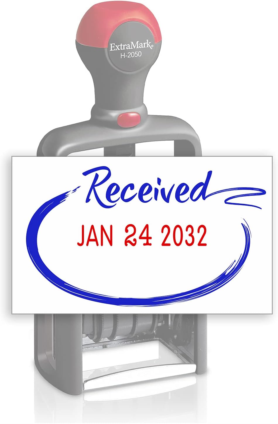 Heavy Duty Style Office Date Stamp with Received - Self Inking Dater - Style C - Blue & Red Ink Color