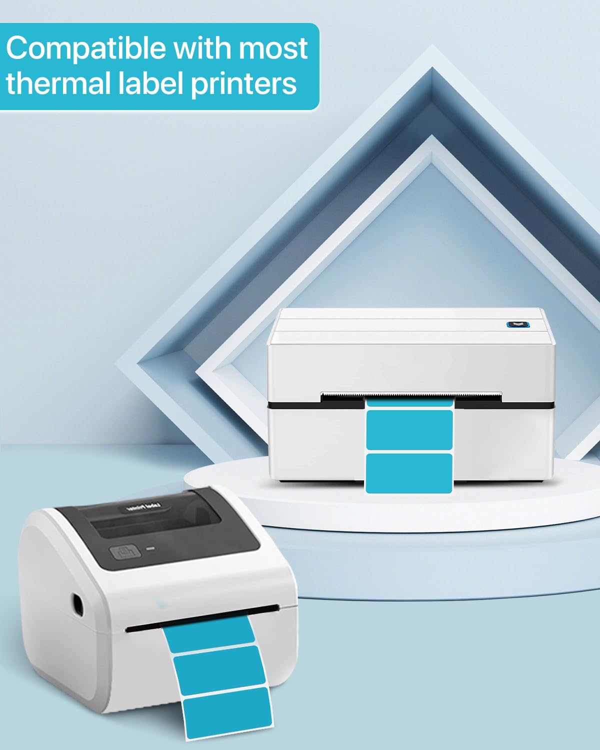 2×1 Inch Thermal Labels Sticker Self-Adhesive Label Paper Blue Direct Thermal Printer Stickers with Perforation Line 1000 Sheets/Roll