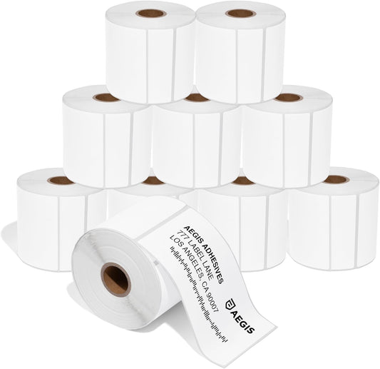 Aegis Adhesives - 3" X 5" Direct Thermal Shipping Labels Compatible with Rollo, Zebra, and Other Desktop Label Printers (10 Rolls, 300/Roll)