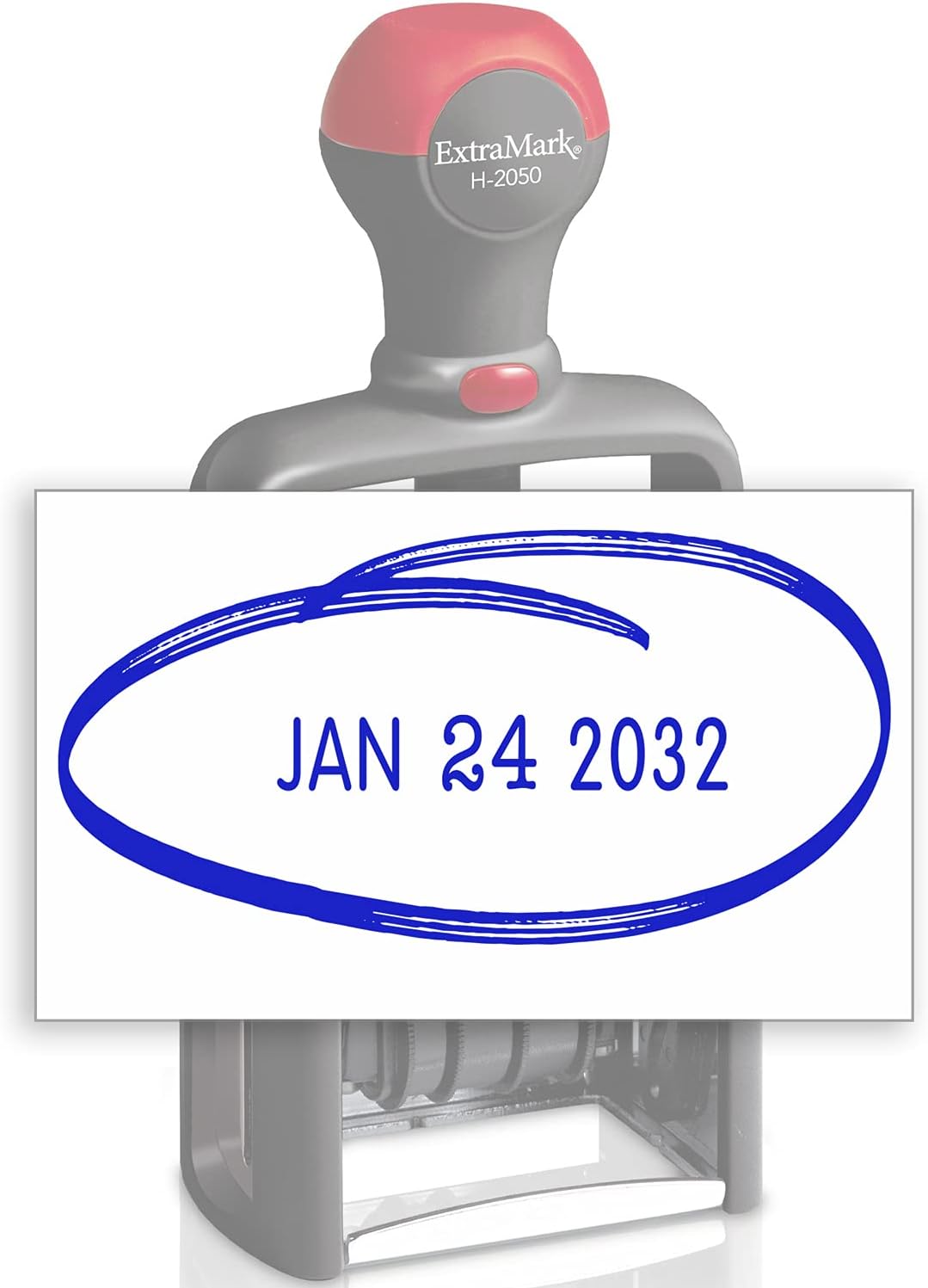 Heavy Duty Office Date Stamp - Brush Stroke Design - Self Inking Dater - Blue Ink Color