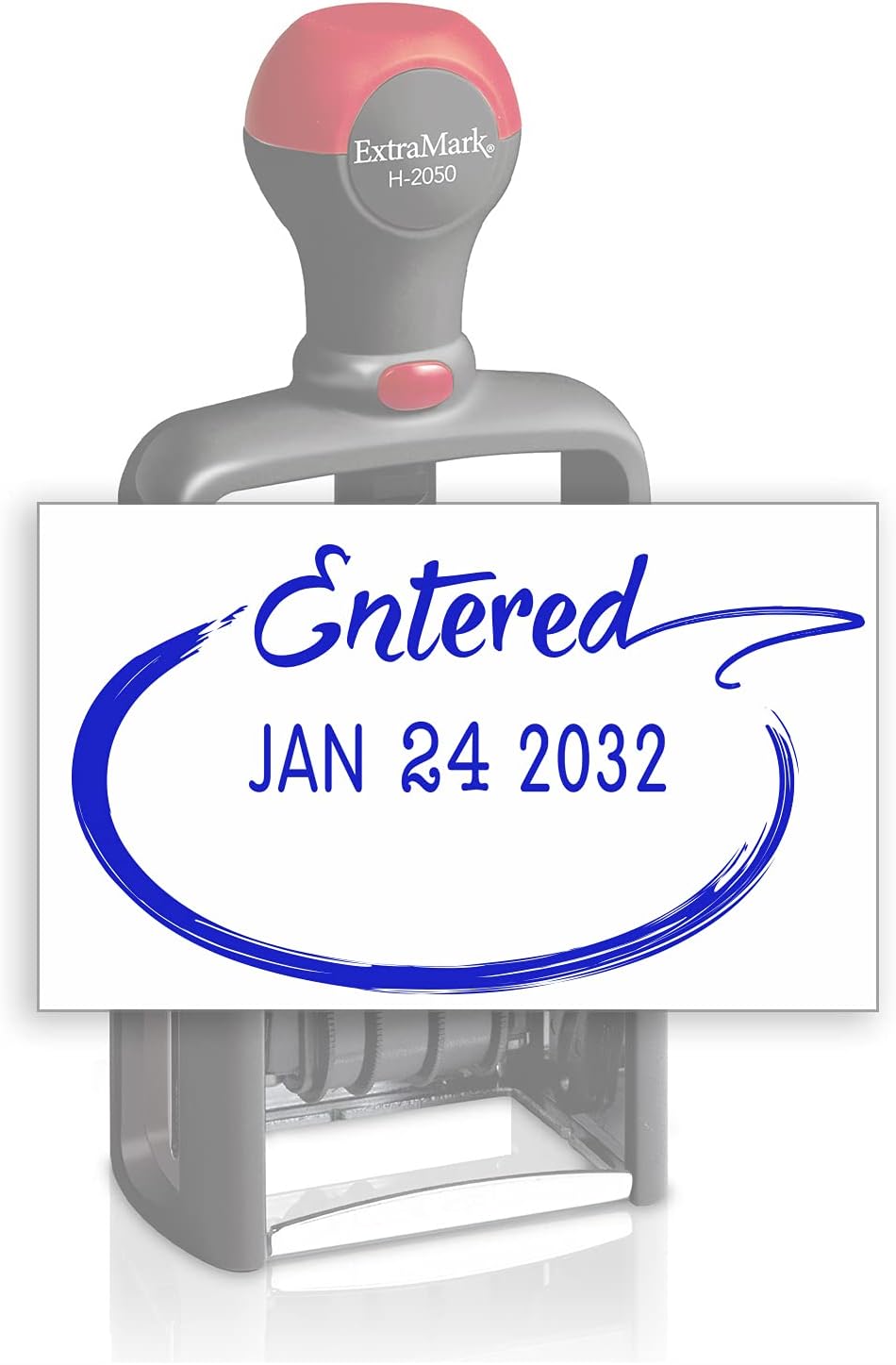 Heavy Duty Style Office Date Stamp with Entered - Self Inking Dater - Style C - Blue Ink Color