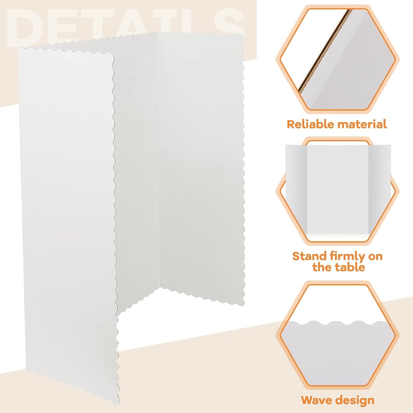 Henoyso 8 Pieces Tri Fold Poster Board Lightweight Fold Presentation Board for Science Fair Display(14 x 22 Inch,White)