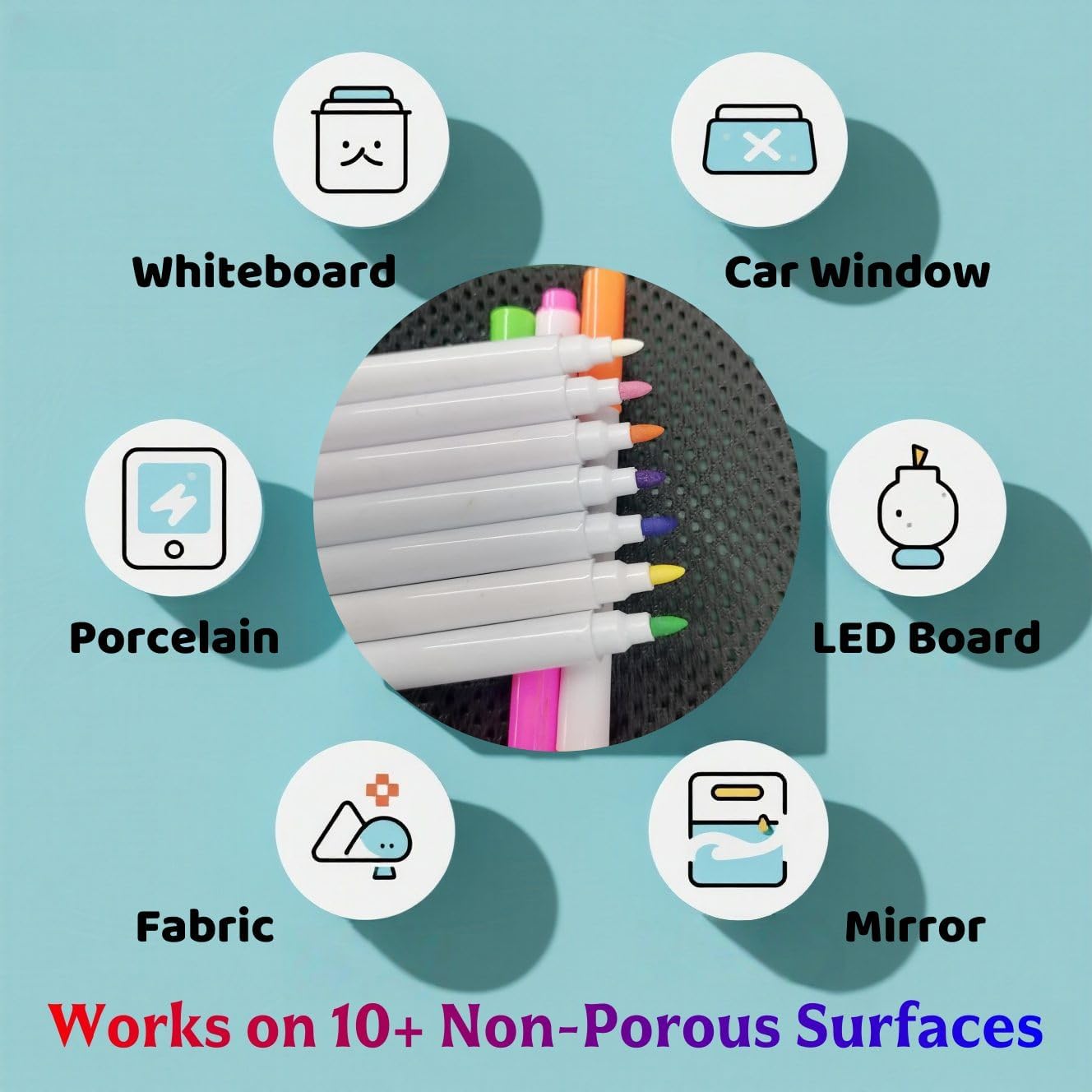 14-Color Markers for LED Note Board with Colors– Compatible with Light-Up Acrylic Message Boards and LED Writing Boards