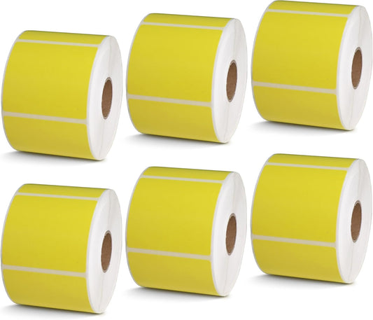 BETCKEY - 2.25" x 2" UPC Barcode & Address Labels Compatible with Zebra & Rollo Label Printer,Premium Adhesive & Perforated[Yellow, 6 Rolls, 4200 Labels]