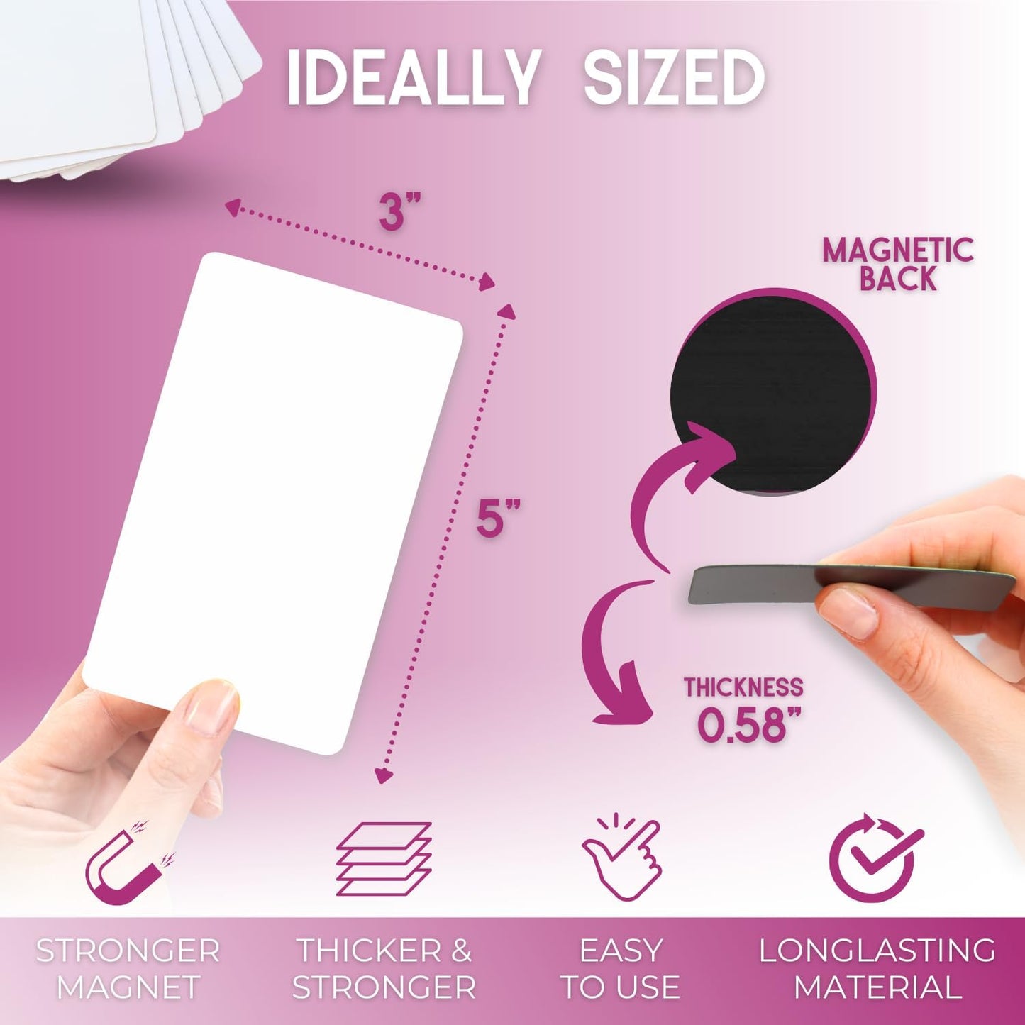 Availey 30 Pieces (5 x 3") - White Magnetic Dry Erase Labels - Reusable Strips for Classroom Home Office Garage Refrigerator Blank Writable Erasable Cards Name Tags Students Locker Shelf