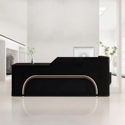 Reception Desk with Counter Modern Front Office Desk Large Reception Room Tables Checkout Counter Reception Table for Retail Lobby Beauty Salons E 94inch/240cm