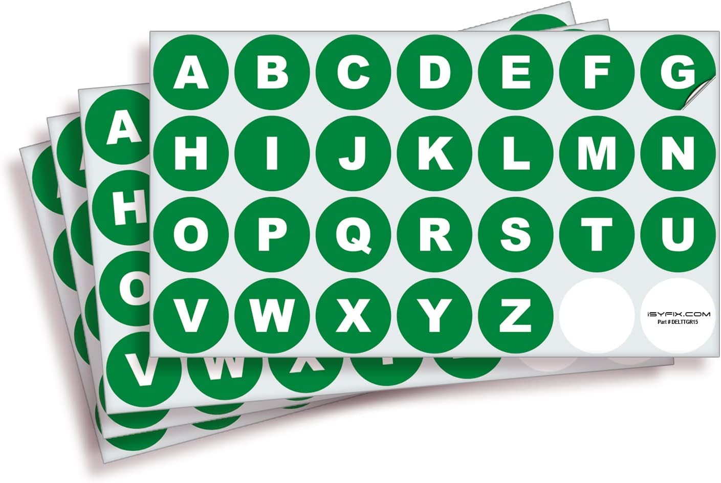 iSYFIX Green Vinyl Letters Stickers - 1.5 inch Self-Adhesive, A to Z, 4 of Each Letter - Premium Decal Indoor & Outdoor, For Inventory, Storage, Organizing, Alphabet for Boxes, Toolbox, Lockers & More