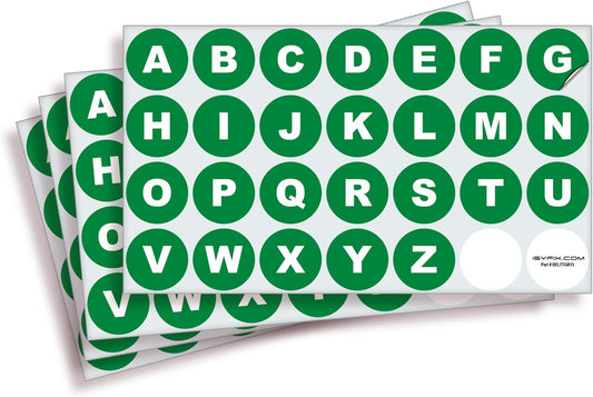 iSYFIX Green Vinyl Letters Stickers - 1.5 inch Self-Adhesive, A to Z, 4 of Each Letter - Premium Decal Indoor & Outdoor, For Inventory, Storage, Organizing, Alphabet for Boxes, Toolbox, Lockers & More