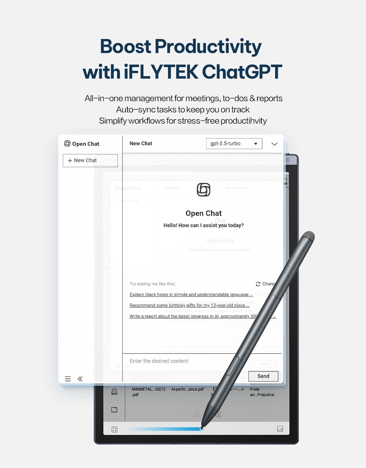 AINOTE Air 2, 8.2" AI E Ink Tablet, Smart Paper Note-Taking Tablet with Stylus & Adjustable Light, ChatGPT-Powered Multi-Language Transcription, Meeting Minutes Schedule Management