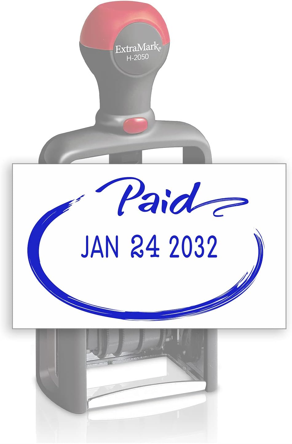 Heavy Duty Style Office Date Stamp with Paid - Self Inking Dater - Style C - Blue Ink Color