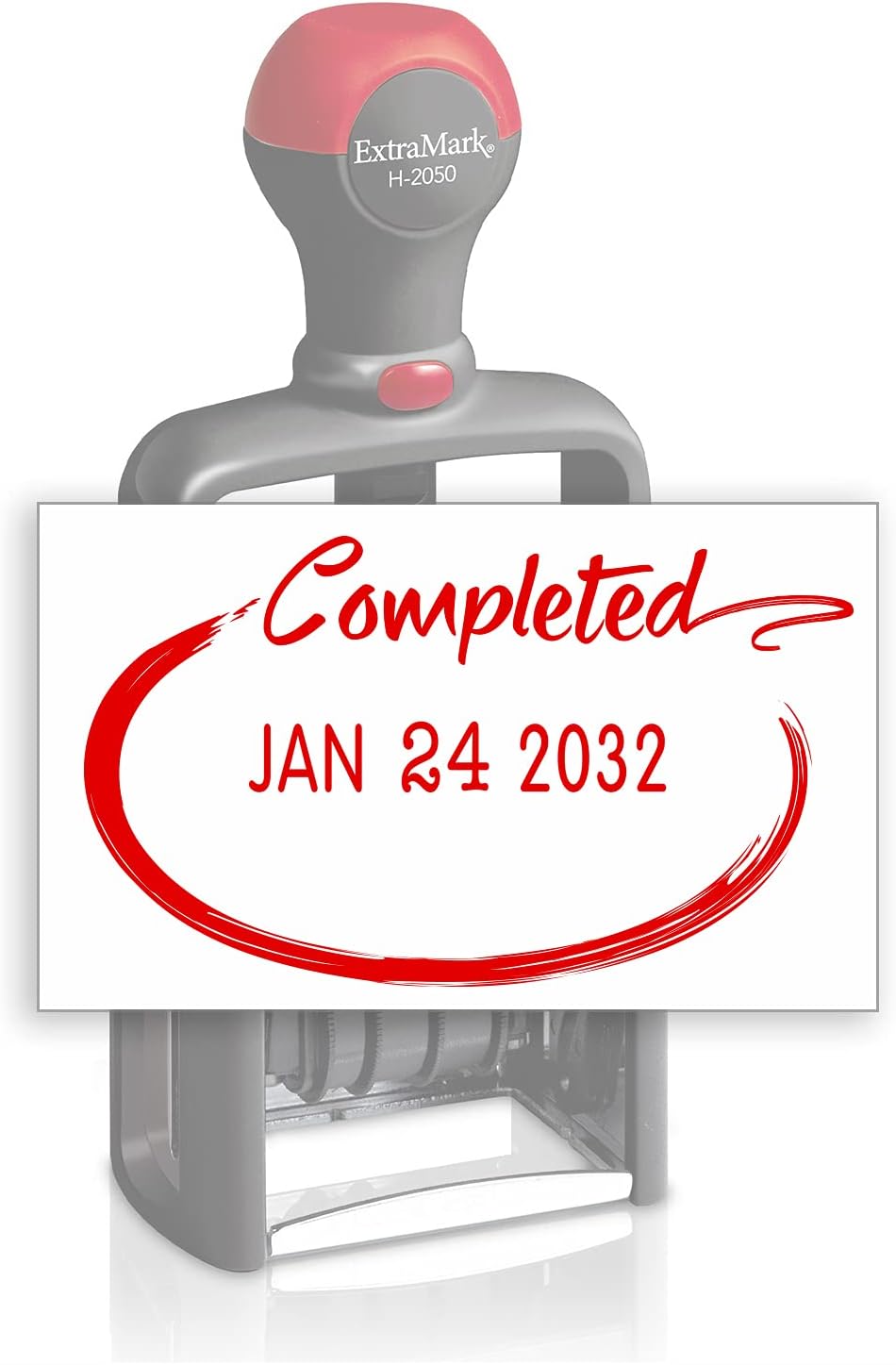 Heavy Duty Style Office Date Stamp with Completed - Self Inking Dater - Style C - Red Ink Color