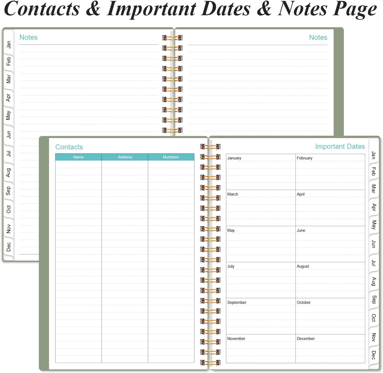 2026 Daily & Monthly Planner - One Page Per Day, Daily Planner 2026 from January 2026 to December 2026, Planner 2026 with 12 Monthly Tabs, 6.4" x 8.5", Green